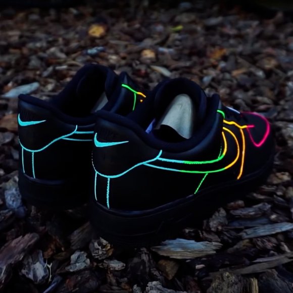 Nike Air Force 1 Black Neon Outline Custom Shoes Blue Green Yellow Pink All Size main image 8